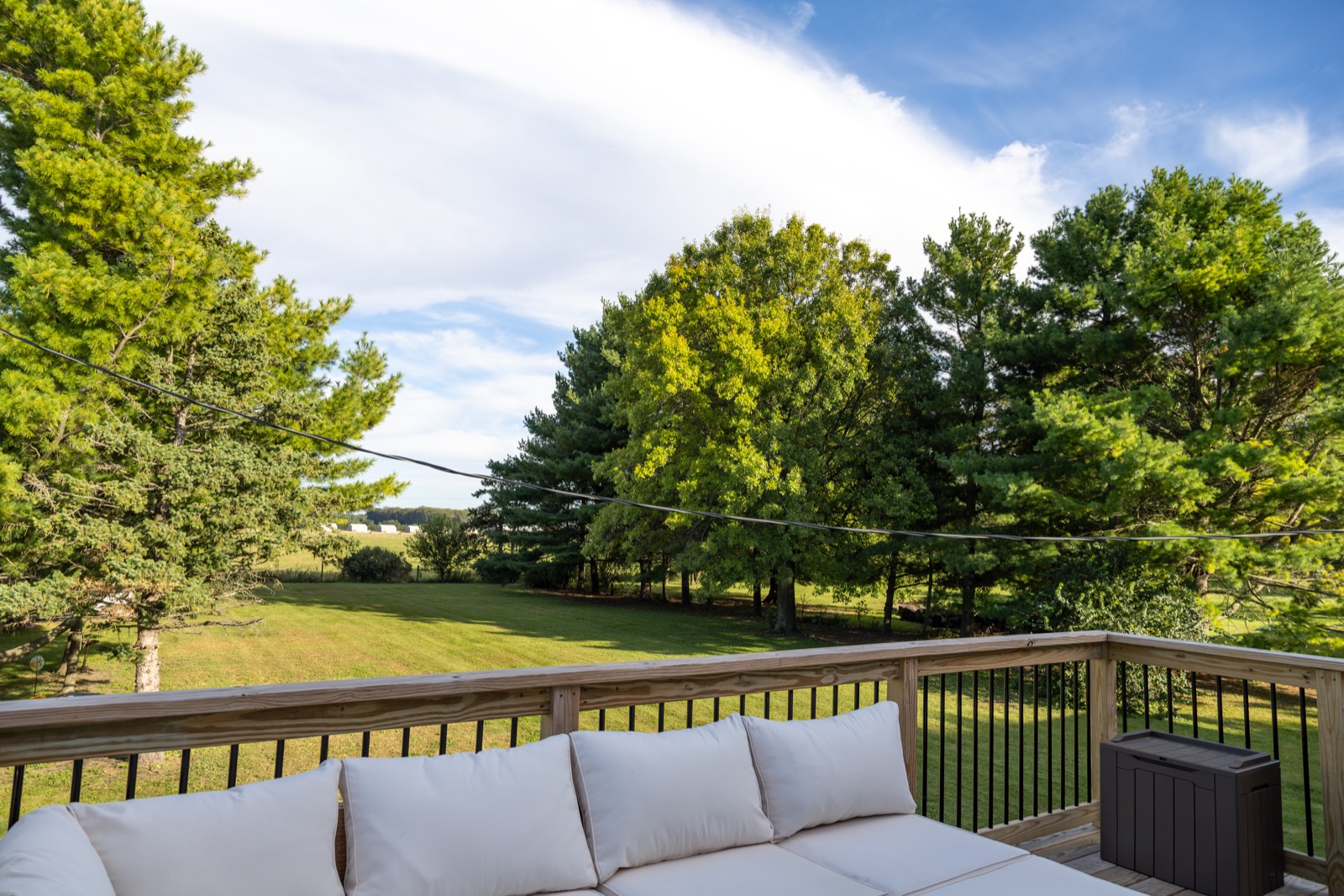 Deck at Field & Pine overlooking the yard
