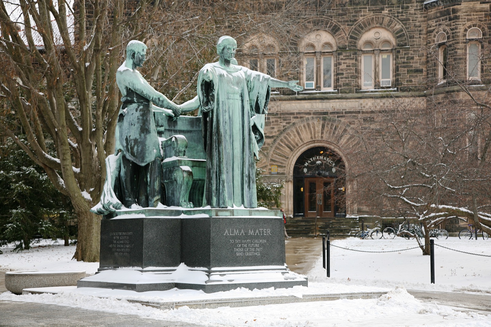 The Alma Mater statue on the Main Quad at the University of Illinois