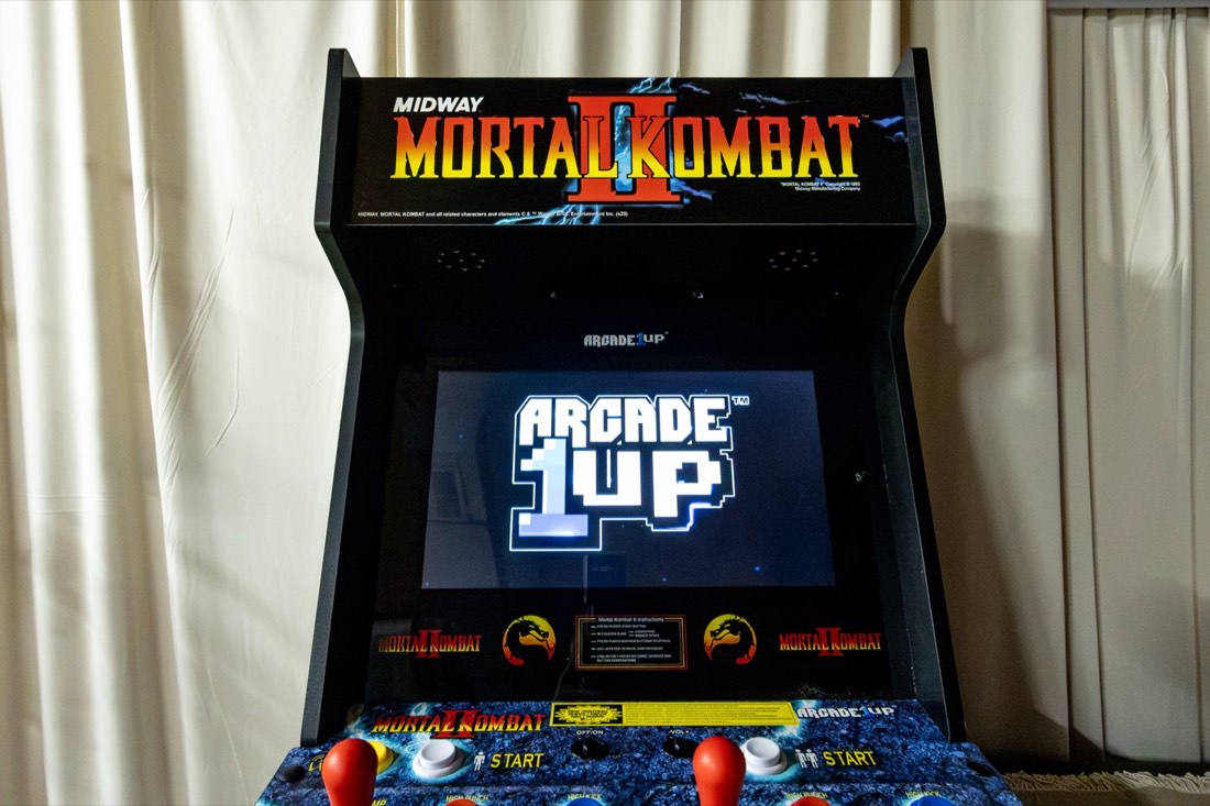 Mortal Kombat II arcade cabinet in the game room